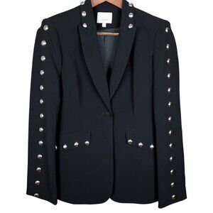 Cinq à Sept Black Blazer Jacket Studded Longline in Size 2